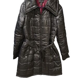 Mango Shiny Black Quilted Puffer Jacket